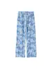 Pantalones largos sueltos marca Z de AliExpress con estampado de rayas, ropa de mujer, moda de venta caliente transfronteriza europea y americana, pantalones casuales cómodos azules INS