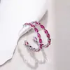 Moda Estilo Francês, Luxo Leve, Brincos de Coríndon Vermelho de Alta Qualidade, Design Exclusivo, Brincos Circulares, Brincos Versáteis para Mulheres