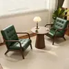 Cadeira Sofá Preguiçosa Individual de Madeira Maciça Hotel Pousada Apartamento Pequeno Sofá de Lazer Loja de Chá com Leite Cafeteria Conjunto de Mesa e Cadeiras