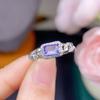 Anillo de tanzanita natural púrpura coqueto cuerpo de red completo color fuego destellante plata 925 incrustación de precisión piedra principal 4*6mm