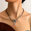 Amazon Comércio Exterior Pingente de Libélula Colar Longo de Couro Feminino Corrente para Clavícula Corrente de Suéter Feminina de Nicho Europeia e Americana