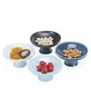 Cerámica China Flor de Loto Plato Alto para Frutas Plato para Bocadillos de Té Plato para Pasteles Bandeja para Frutas Frutas Secas Plato de Postre Creativo para el Hogar