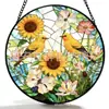 Colgante de Vidrio de Colores Pájaro Doble Girasol Transfronterizo Adorno de Vidrio para el Hogar Decoración de Ventana Atrapasol para el Jardín