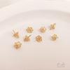 Suporte de contas de meio furo em forma de flor com retenção de cor de ouro 14K, pingente de pérola de cristal, suporte para tampa de contas, acessórios de joias artesanais faça você mesmo