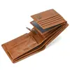 Billetera de Cuero Genuino Porta Monedas Múltiples Tarjetas Piel de Vaca de Primera Capa Plegable Corto Explosiones de Amazon Bolso de Piel Aceitada Plata Rota