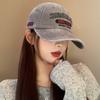 Gorra de béisbol retro americana lavada Denim gris para mujer Circunferencia de cabeza grande que hace que la cara parezca pequeña sombrero para hombre más gorra de visera ancha