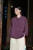 Otoño 2026 Nuevo Ropa de Algodón y Lino para Mujer Jersey de Lino con Cuello Alto, Bloques de Color, Botones, Talla Grande, Camisa de Algodón y Lino para Mujer