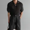Venda Direta da Fábrica Polo de Malha de Manga Curta Wofeng para Homens, Design Retrô Americano de Verão, Camiseta Top com Gola Polo