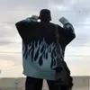 Suéter Flame Solto Coreano Novo Outono e Inverno Feminino Casal Estudante Moda Camisa de Malha Top (