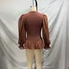 Ins Transfronterizo Europeo y Americano 2026 Nueva Moda Elegante Amazon para Mujer Venta al por Mayor Ajustado Fruncido Manga Larga Camisa Top
