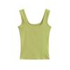 Chaleco Básico de Estilo Americano con Cuello U sin Mangas para Mujer, Sencillo de Color Sólido, Base Corta Ajustada, Top Sling con Cobertura de Busto