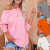 Amazon AliExpress Outono e Inverno Comércio Exterior Transfronteiriço Novo Roupa Esportiva Feminina Casual Europeia e Americana Manga Longa Pulôver Cor Sólida Moletom