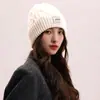 Gorro de Punto de Color Sólido Holgado para Mujer en Invierno, Moderno y a la Moda, Hace que la Cara Parezca Más Pequeña, Cálido y Protector de Orejas, Sombrero de Lana