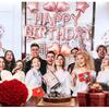 Decoração de aniversário rosa ouro rosa, banner de feliz aniversário de 16 polegadas e confetes grandes de estrela de coração de 18 polegadas