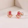 Brincos de Tarraxa Peixe Dourado Yuebao Jewelry Turmalina Prata de Lei S925 Banhado a Ouro Rosa Leve Luxo Doces Versáteis Personalizáveis