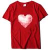 Dia dos Namorados Tamanho Grande Camiseta Casal Europeu e Americano Algodão Manga Curta Europeu e Americano Rosa Halo Espuma Amor Estampado Roupas Soltas