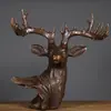 Artesanato de Cabeça de Veado de Cobre Puro no Atacado, Peças de Decoração para Casa, Decoração de Interior em Concha de Couro Estilo Antigo, Presentes para Inauguração de Casa, Artesanato de Escultura em Cobre