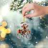 Colgante de perro de Navidad de doble cara de alta definición acrílico plano montando en bicicleta, adornos para árbol de Navidad, nuevo, transfronterizo