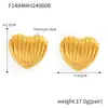 Brincos misteriosos de temperamento simples e elegante, formato de coração de amor doce, design de listras verticais geométricas, brincos banhados a ouro em aço titânio