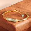 Pulsera de bambú para mujer, retro, chapada en oro, imitación de jade Hetian, pulsera abierta, estilo nacional, joyería al por mayor