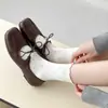 Meias de Estilo Primavera e Outono com Borda Franzida e Bolinhas para Mulheres, Meias de Algodão, Respiráveis e Absorventes de Suor, Meias de Meia-Perna de Inverno, Meias Femininas Estilo Coreano