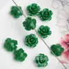Laca Color Coral Polvo para Tallado Compactado Polvo de Concha Estéreo Flor Prensada Agujero Recto Flor de Rosa con Perlas Accesorios para Joyería DIY