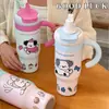 Nueva taza térmica de acero inoxidable 316, taza de hielo creativa de mascota linda, gran capacidad, taza conveniente con popote para coche para niñas