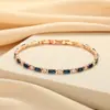 Pulsera Rectangular de Cristal Azul de Diseño de Alta Gama Pulsera Retro Pulsera Exquisita de Nicho Transfronteriza de Cruz Colorida Pulsera de Zirconia