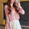 "3.28/Colección Nueva de Primavera" Xuan Xiao Jie Calado Encaje con Cordones Protección Solar Cubre-Traje Cárdigan Corto de Punto