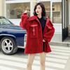 Abrigo de Piel de Leche de Papaya para Mujer Largo Medio Invierno Nuevo Imitación Lana de Oveja Esquilada Abrigo de Imitación de Piel Moderno