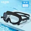 Nuevas gafas de natación de montura grande al por mayor para adultos electrochapadas transparentes gafas de natación impermeables antiempañantes amplio campo de visión protección ocular para hombres y mujeres