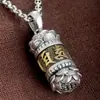 Collar con Colgante de Amuleto de Plata de Ley S999 para Mujer, Collar con Colgante de Plata para Hombre, Seis Palabras Mantra, Colgante de Pareja, Regalo de Buena Suerte