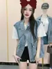 Versión Coreana 2025 Primavera/Verano Nuevo Chaleco de Mezclilla Tendencia Holgado Versátil Sin Mangas Ropa Exterior Chaleco Top para Mujeres