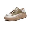Tênis Casuais Esportivos de Solado Grosso para Mulheres, Novo Modelo 2026, Couro Genuíno Color Block, Uso Duplo, Moderno, Versátil, Sapatos de Salto Único Estilo Retrô