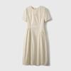 Vestido elegante de estilo francés con cintura plisada, de terciopelo fino importado y diseño de caballo de algodón.