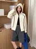Cardigã de tricô com zíper e capuz estilo europeu, dupla face, para mulheres, nova coleção outono/inverno 2026, elegante e de caimento solto, casaco suéter moderno