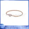 Pandora 925 Cobre Blanco Chapado en Oro Rosa Cadena Hueso de Serpiente Abanico Pulsera Corazón Moda DIY Básica Mano