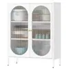 Armario de almacenamiento de pie con estación de alimentación, vitrina de té para sala de estar montada en la pared, armario metálico de doble puerta para cocina, unidad de almacenamiento de acero