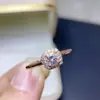 Anel de Morganita Natural, cristais limpos com cor única, prata S925 banhada a ouro rosa, pedra principal 5mm
