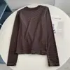 Camiseta Base de Manga Larga a Rayas Bloque de Color Estilo Retro, Gruesa y Ajustada, Nuevo Top de Primavera Estilo Americano para Mujer
