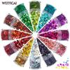 Amazon Music Notes Nail Art Lantejoulas 12 Cores Conjunto de Maquiagem Mista Acessórios Nail Art Esmalte Adesivos Adesivos