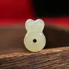 Acessórios de joia de coelho de jade Hetian, material de Qinghai, pingente de coelho de jade estilo chinês, acessórios para pulseira DIY