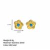 Aretes de temperamento transfronterizo europeo y americano Aretes de acero de titanio turquesa con sensación de diseño de estilo ins francés aretes de perlas altas