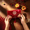 Sobres rojos de tela de alta gama para bodas y compromisos, sobres rojos de tamaño grande para la ceremonia del té de los padres y dinero de regalo