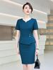 [Exclusivo de la Marca] Vestido Francés Elegante Diosa Abanico Temperamento Anfitrionas Hotel Tienda de Oro Ropa de Trabajo Ropa de Negocios