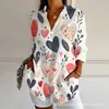 Ropa de Mujer de Moda con Estampado de Patrón 3D Transfronterizo Temu, Manga Tres Cuartos, Hombro Caído, Casual Holgada, Estilo Europeo y Americano, Primavera y Otoño