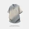 Nova Camiseta Masculina de Verão da Moda, Caimento Solto, Marca de Moda, Estudante, Manga Curta com Gola Alta e Meia Manga