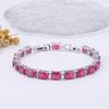 Pulsera sencilla rectangular de circón para niñas, minoría, chapada en cobre, platino, oro de 24k, con incrustaciones de gema, venta al por mayor