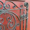 Suministro Directo de Puerta de Hierro Forjado Francés, Puerta Sólida Forjada de Protección para Casa de Metal, Empuje de Puerta de Hierro Forjado para Patio de Jardín
