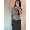 Conjunto de Suéter de Punto y Falda con Diseño de Bloques de Color Falso de Dos Piezas, Moda Suave Adelgazante, Nuevo para Primavera 2025